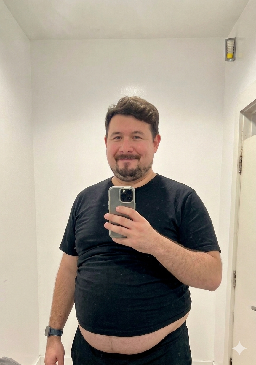 Foto mía muy gordo, pero de negro